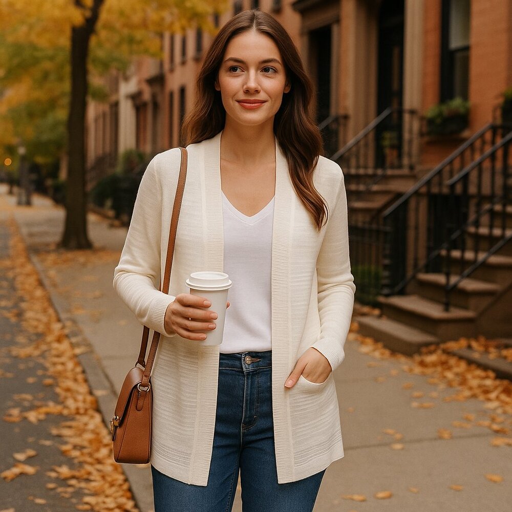 🕊️ Jones New York Collection Woman Open Knit Cardigan – 0X